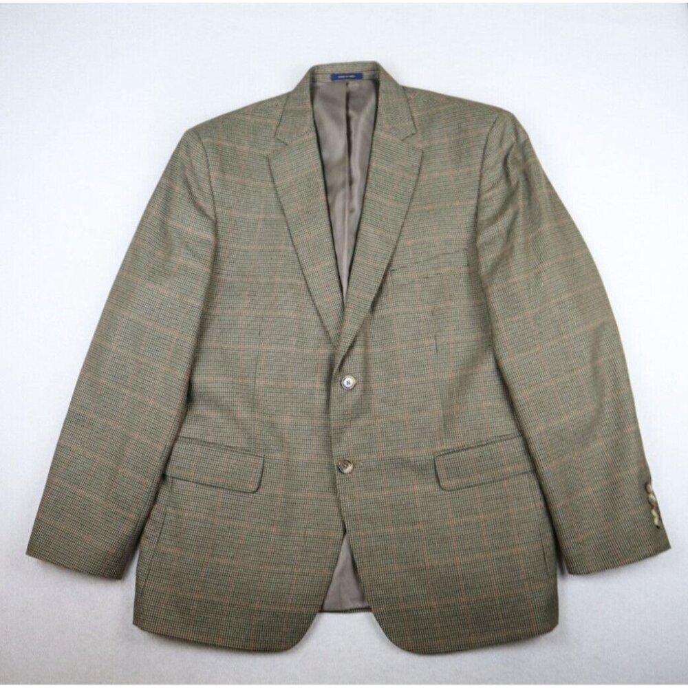 CLUB ROOM - MEN'S BROWN PLAID BLAZER JACKET SPORT COAT - SIZE 44R